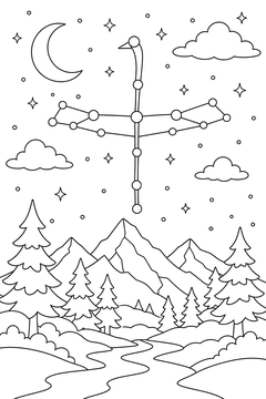 Cygnus (Northern Cross) line art