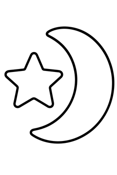 Star and Crescent Moon line art