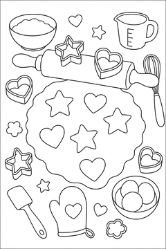 Cookie Cutter And Dough line art