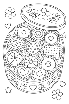 Open Cookie Tin line art