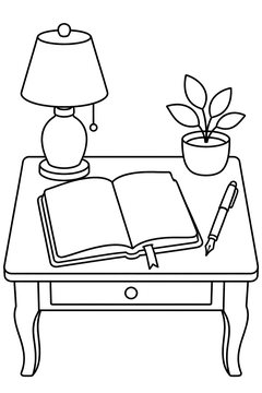Writing Desk line art