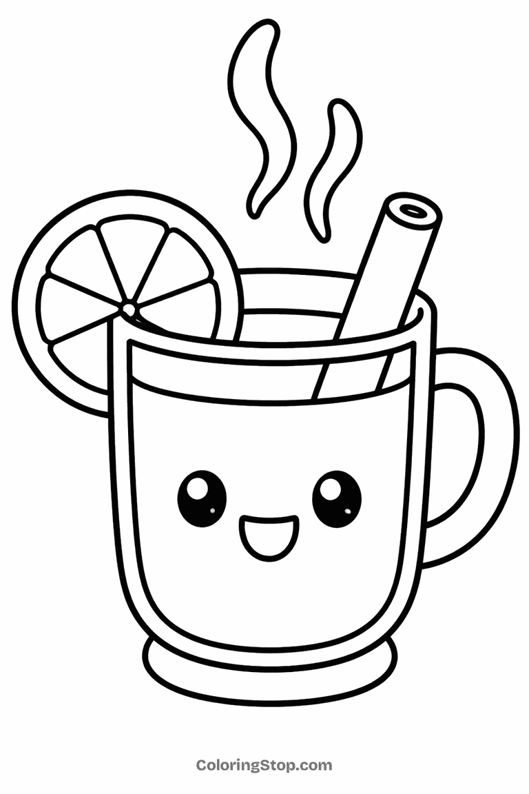 Hot Toddy Mug - line-art coloring page