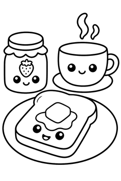 Toast And Tea line art