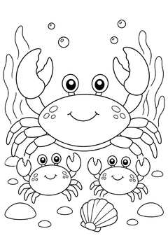Crab Family line art