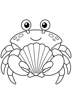 Crab Holding a Shell line art