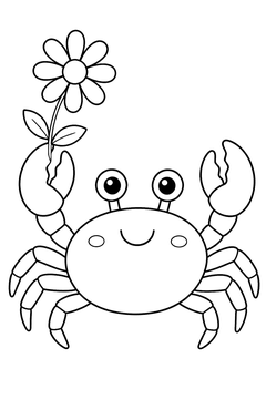 Crab Holding a Flower line art