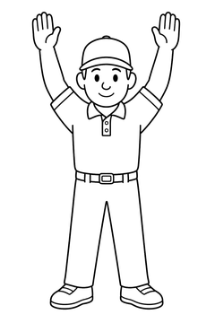 Umpire Signalling Six line art