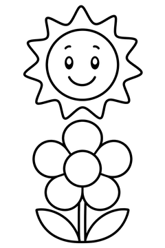 Sun and Flower line art