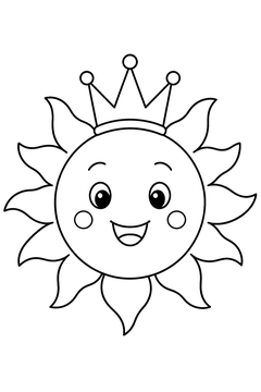 Sun Wearing a Crown line art