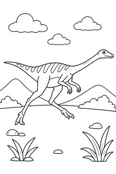 Gallimimus Running line art