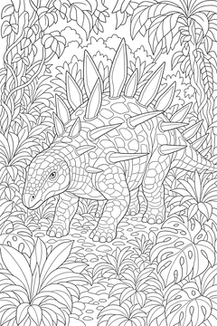 Kentrosaurus - Foliage line art