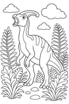 Roaring Parasaurolophus line art