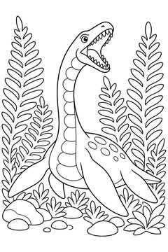 Roaring Plesiosaurus line art