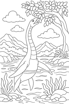 Plesiosaurus - Treetops line art