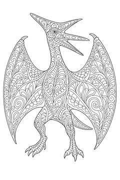 Patterned Pteranodon line art