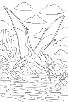 Dsungaripterus Swooping Down line art