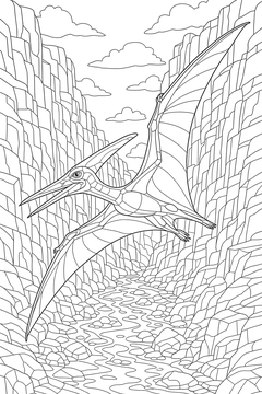 Dsungaripterus Through the Canyon line art