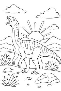 Plateosaurus Bellowing at Dawn line art