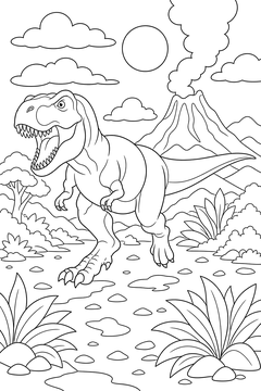 T-Rex Running line art