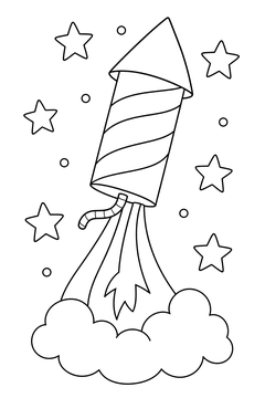 Rocket Firework line art