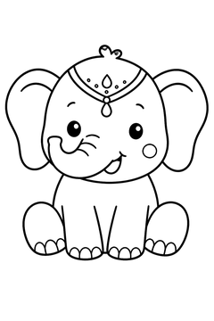 Chubby Festival Elephant line art