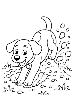Dog Digging line art