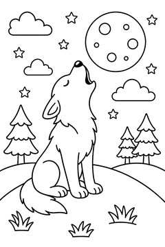 Dog Howling at the Moon line art