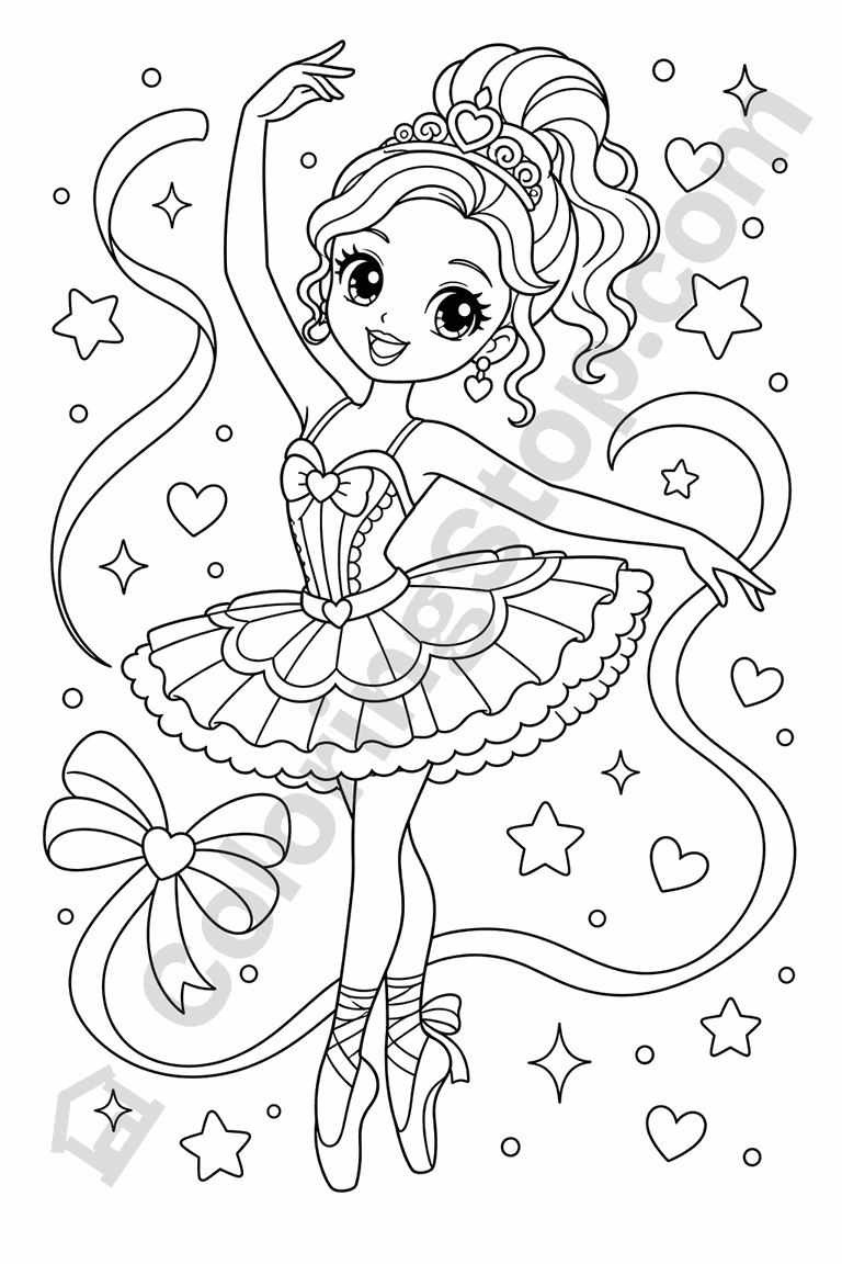 Ballerina Fashion Doll - line-art coloring page