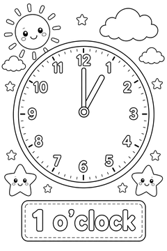 1 o'clock line art