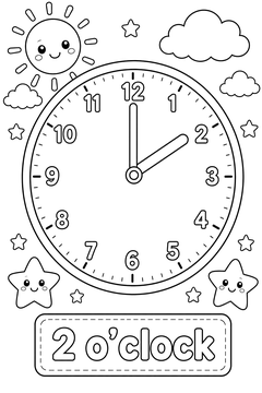 2 o'clock line art