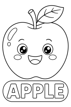 Apple - line-art coloring page