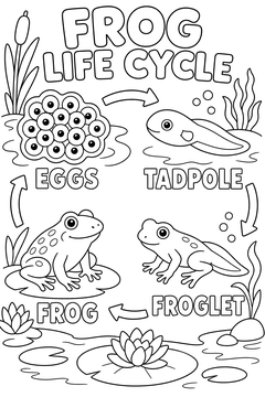 Frog Life Cycle line art