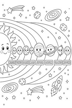 The Planets - line-art coloring page