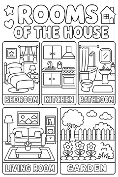 Rooms of the House line art