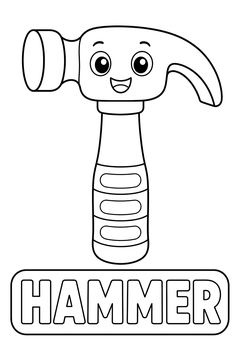 Hammer - line-art coloring page