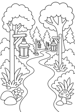 Lantern-Lit Trail line art