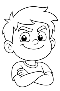 Proud Face With A Confident Grin line art