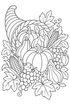 Harvest Cornucopia line art