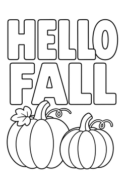 Hello Fall Pumpkins Text line art