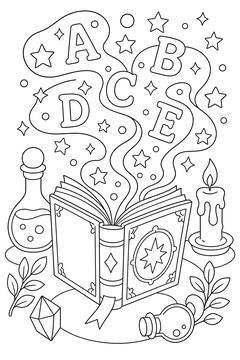 Floating Spell line art