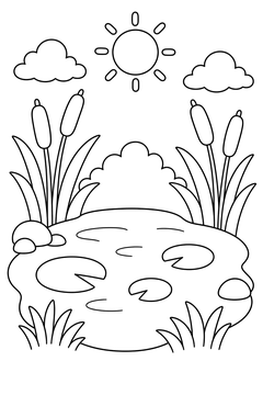 Farm Pond line art