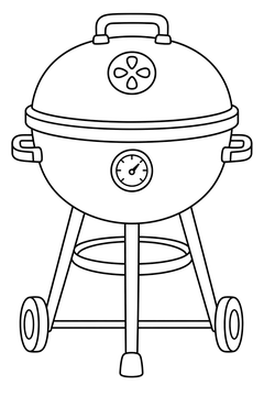 Barbecue Grill Front View line art