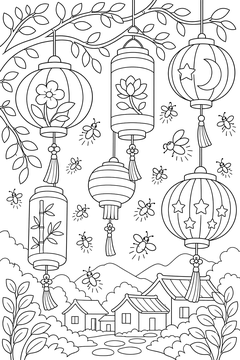 Firefly Lantern Festival line art