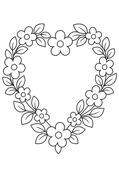 Flower Heart Frame line art