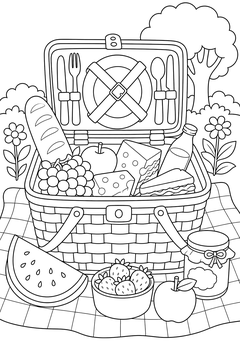 Picnic Basket line art