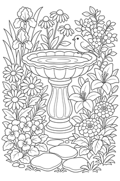 Birdbath line art