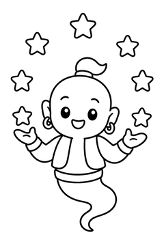 Genie Juggling Stars line art