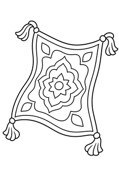Flying Carpet With Tassels line art