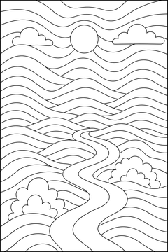 Op-Art Wavy Line Field line art
