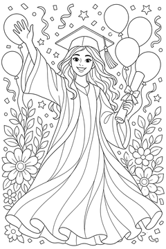 Graduate Waving line art